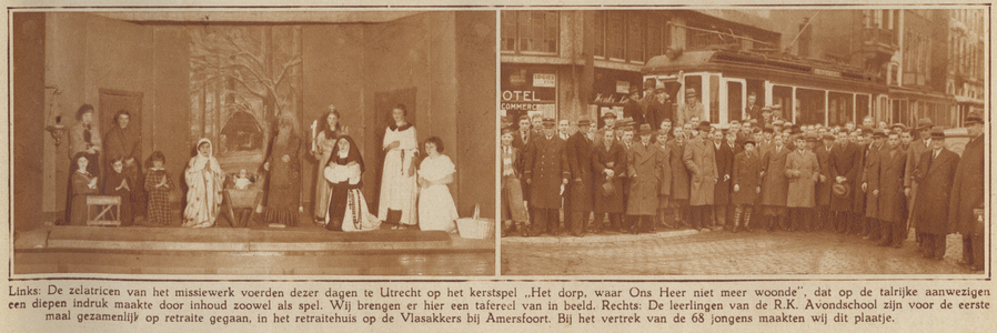 874129 Collage van 2 foto's betreffende activiteiten van rooms-katholieke organisaties te Utrecht, met links een ...